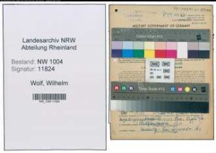 Entnazifizierung Wilhelm Wolf , geb. 27.02.1911 (Postarbeiter)
