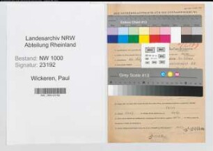 Entnazifizierung Paul Van Wickeren, geb. 22.08.1891 (Baeckermeister)