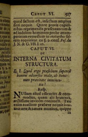 Caput VI. De interna civitatum structura.
