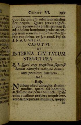 Caput VI. De interna civitatum structura.