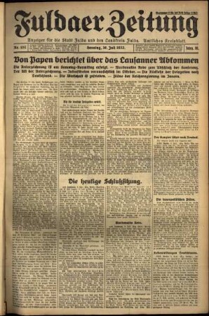 Erste Ausgabe vom Sonntag, den 10. Juli 1932.