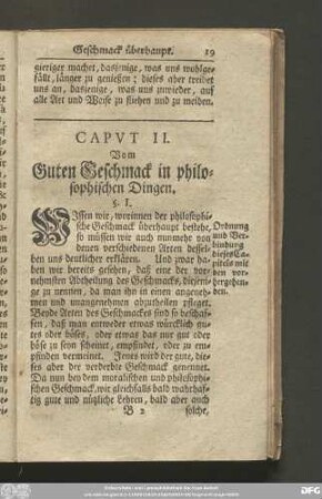 Caput II. Vom Guten Geschmack in philosophischen Dingen.