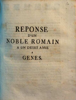 Réponse d'un noble Romain à un de ses amis à Gènes