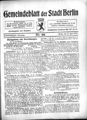 1921,26: Nr. 26, 26. Juni 1921