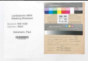 Entnazifizierung Paul Hansmann , geb. 19.08.1903 (Bahnbeamter)