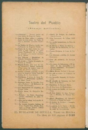 Teatro del Pueblo - (Números publicados)