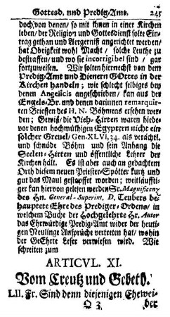 Articvlvs. XI. Vom Creutz und Gebeth.