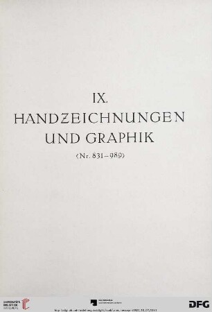 Handzeichnungen und Graphik (Nr. 831-989)