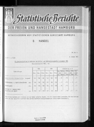 Die Umsatzentwicklung im Hamburger Gaststätten- und Beherbergungsgewerbe im Dezember 1959 : Lfd. Nr. 6
