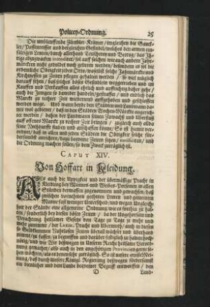 Caput XIV. Von Hoffart in Kleidung.
