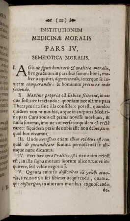 Institutionum Medicinae Moralis Pars IV. Semeiotica Moralis
