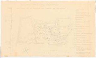 Gartenanlage Verbandsberufsschule, Grevenbroich: Vorentwurf für die Gestaltung der Garten- und Freianlagen, Grundriss 1:500, Schnitt 1:200