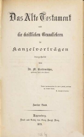 Das Alte Testament und die christlichen Grundlehren : in Kanzelvorträgen, 2