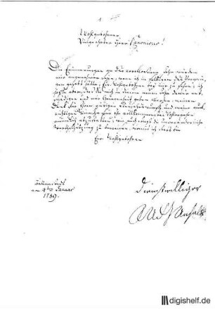 1: Brief von Friedrich Albrecht Fürst von Anhalt-Bernburg an Johann Wilhelm Ludwig Gleim