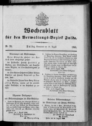 Nr. 33, Ausgabe vom 18. August 1849