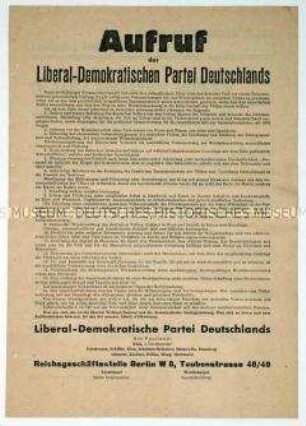 Aufruf der LDPD zur Gestaltung der Zukunft Deutschlands und zur Mitgliedschaft in der Partei