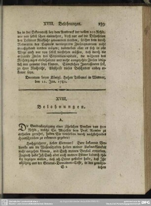 XVIII. Belohnungen