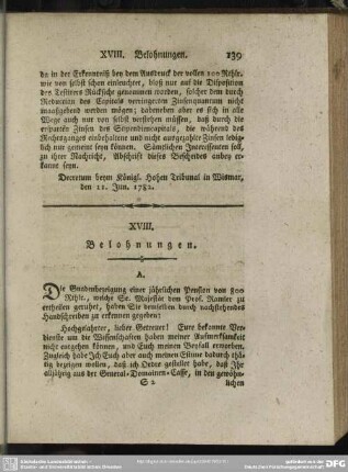 XVIII. Belohnungen