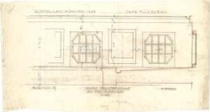 Pfann, Paul; München - Theresienhöhe; Ausstellung München 1908 - Cafe - Flügelbau, Obere Fensterreihe an der Rundung (Ansicht m. Schnitt)
