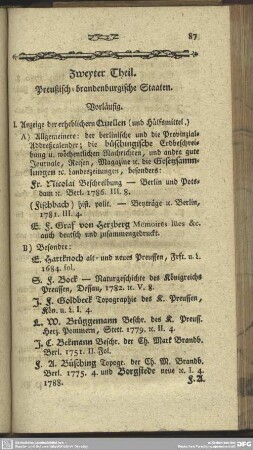Zweyter Theil. Preußisch-brandenburgische Staaten