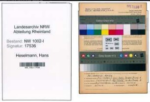 Entnazifizierung Hans Heselmann, geb. 02.11.1910 (Laborant)