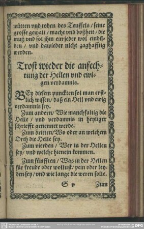 [XVI.] Trost wieder die anfechtung der Hellen und ewigen verdamnis