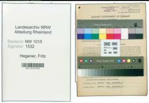 Entnazifizierung Fritz Hegener , geb. 22.09.1902 (Geschaeftsfuehrer)