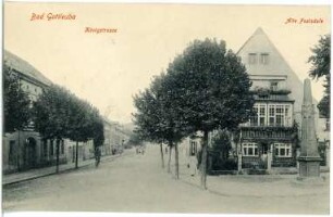 Bad Gottleuba. Königstraße und alte Postmeilensäule