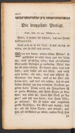 Die dreyzehnte Predigt