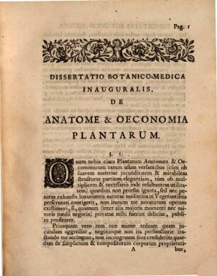 Diss. ... de anatome et oeconomia plantarum