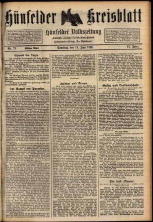 Erste Ausgabe vom Samstag, den 19. Juni 1926.