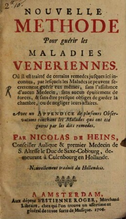 Nouvelle methode pour guérir les maladies Veneriennes