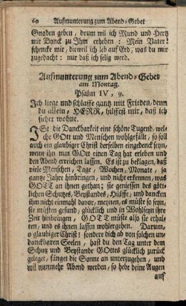 Aufmunterung zum Abend-Gebet am Montag.