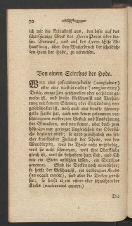 Von einem Scirrhus der Hode