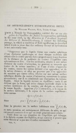 On Ostrogradsky's hydrostatical shell.