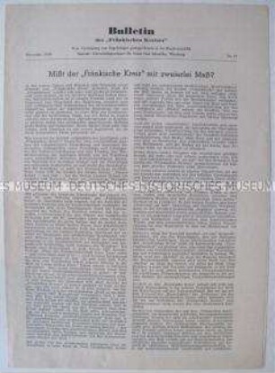Informationsblatt des "Fränkischen Kreises" u.a. zur politischen Selbstbestimmung der Organisation