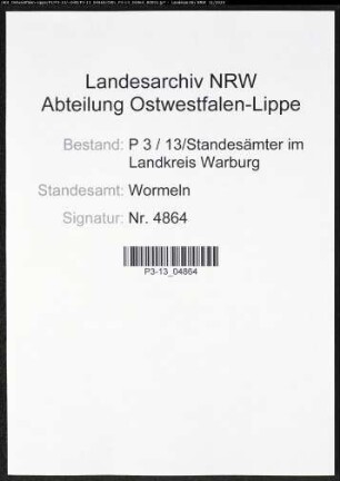 Sterberegister Standesamt Wormeln