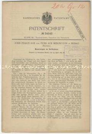 Patentschrift einer Neuerung an Drahtseilbahnen, Patent-Nr. 34543