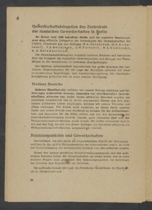 Besatzungsmächte und Gewerkschaften