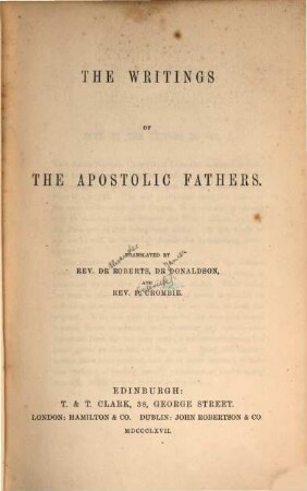 The writings of the apostolic fathers