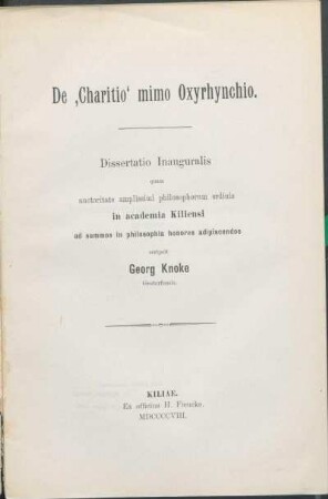 De "Charitio" mimo Oxyrhynchio