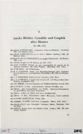 E. Antike Bücher – Gemälde und Graphik alter Meister (Nr. 388-475)