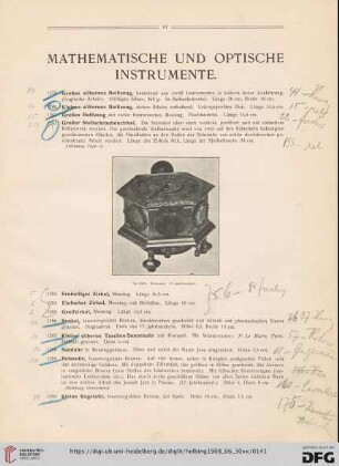 Mathematische und optische Instrumente (Nr. 1279-1324)