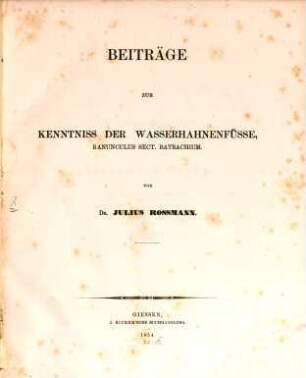 Beiträge zur Kenntniss der Wasserhahnenfüsse, Ranunculus Sect. Batrachium