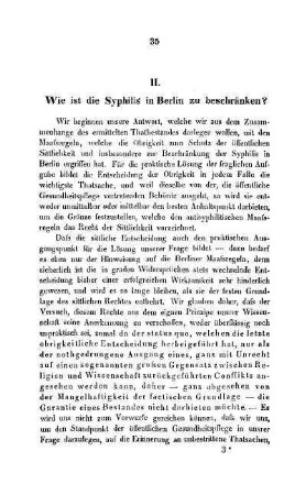 II. Wie ist die Syphilis in Berlin zu beschränken?