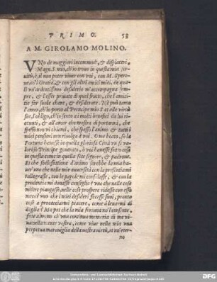 A M. Girolamo Molino.