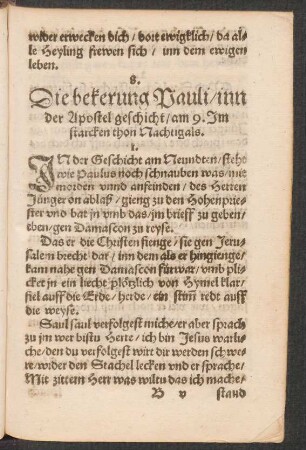 Die bekerung Pauli/ inn || der Apostel geschicht/ am 9. Jm || starcken thon Nachtigals. ||