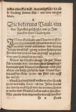 Die bekerung Pauli/ inn || der Apostel geschicht/ am 9. Jm || starcken thon Nachtigals. ||