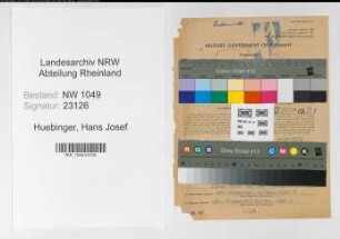 Entnazifizierung Hans Josef Huebinger , geb. 24.08.1905 (Lehrer)