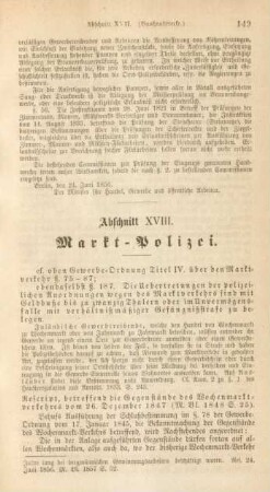Abschnitt XVIII. Markt-Polizei